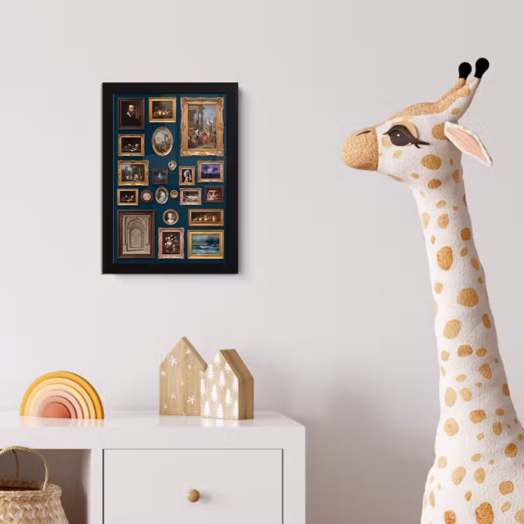 Kunst - Schilderijen - Decoratie - Klassiek - Groen fotolijst zwart zonder passe partout klein -usfeer4_kinderkamer