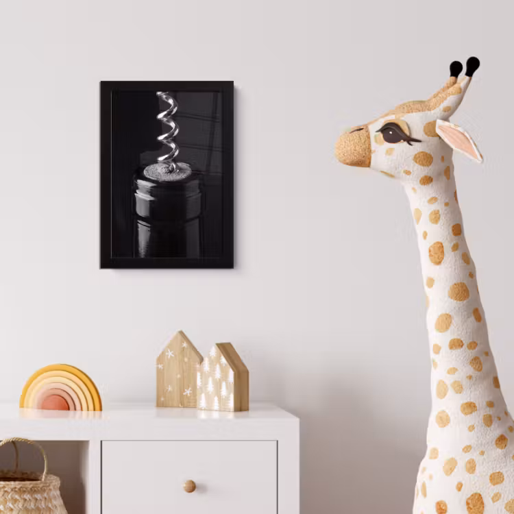 Kurkentrekker - Wijn - Zwart - Wit fotolijst zwart zonder passe partout klein -usfeer4_kinderkamer