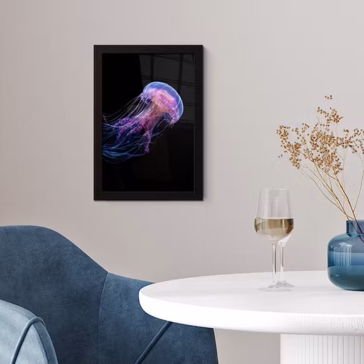 Kwal - Doorzichtig - Roze - Tentakels fotolijst zwart zonder passe partout klein -sfeer4