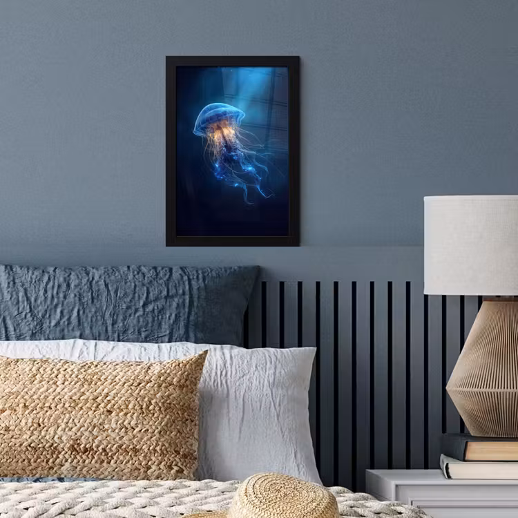 Kwal - Lichtgevend - Tentakels - Blauw fotolijst zwart zonder passe partout klein -sfeer3