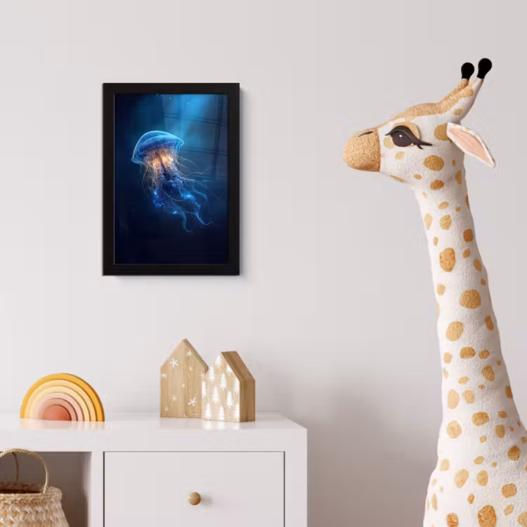 Kwal - Lichtgevend - Tentakels - Blauw fotolijst zwart zonder passe partout klein -usfeer4_kinderkamer