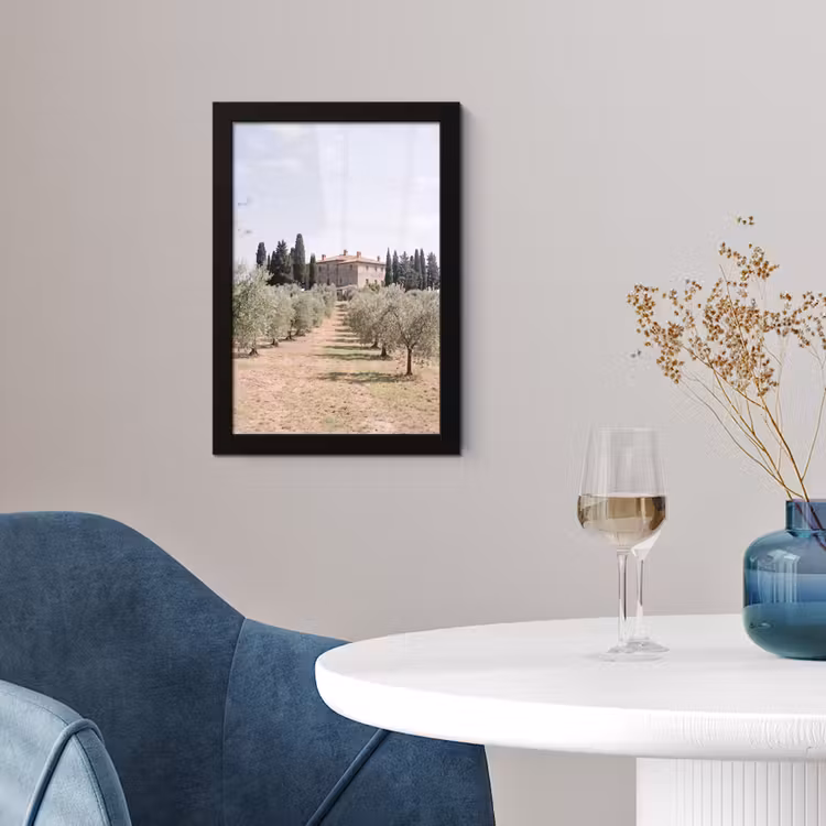 Poster met lijst - Landhuis - olijfboom - gaard - Landhuis - olijfboom - gaard fotolijst zwart zonder passe partout klein