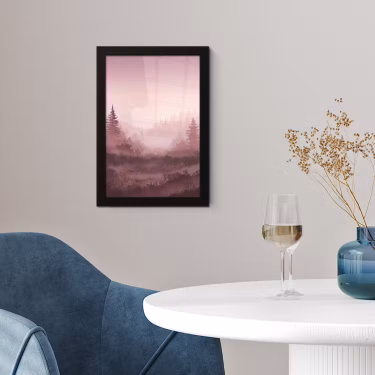 Landschap - Mistig - Roze fotolijst zwart zonder passe partout klein -sfeer4
