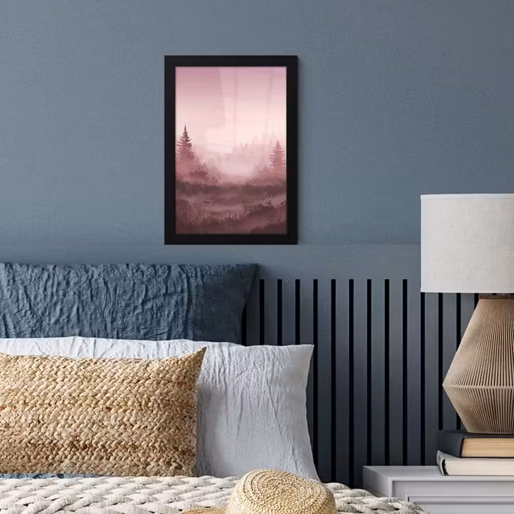 Landschap - Mistig - Roze fotolijst zwart zonder passe partout klein -sfeer3