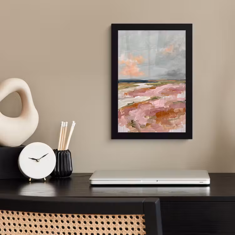 Landschap - Rivier - Abstract - Roze - Groen fotolijst zwart zonder passe partout klein -sfeer1