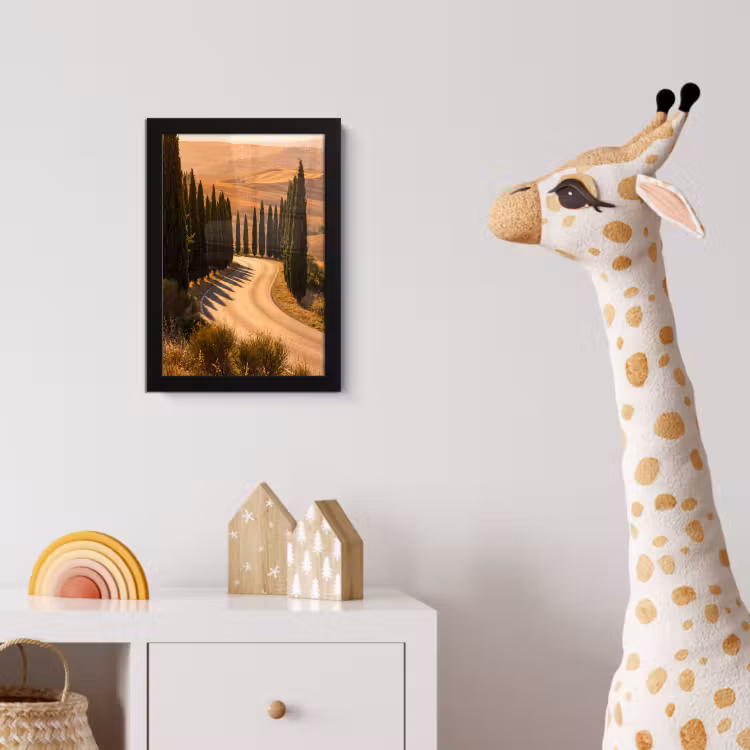 Landschap - Weg - Bomen - Natuur - Goud fotolijst zwart zonder passe partout klein -usfeer4_kinderkamer