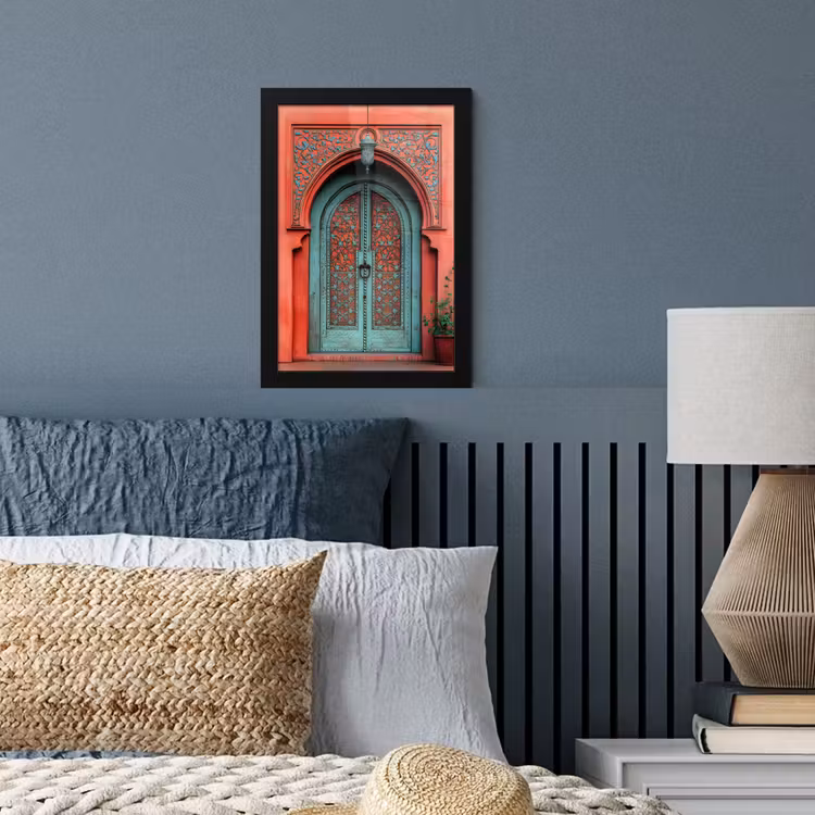 Lantaarn - Deur - Turquoise fotolijst zwart zonder passe partout klein -sfeer3