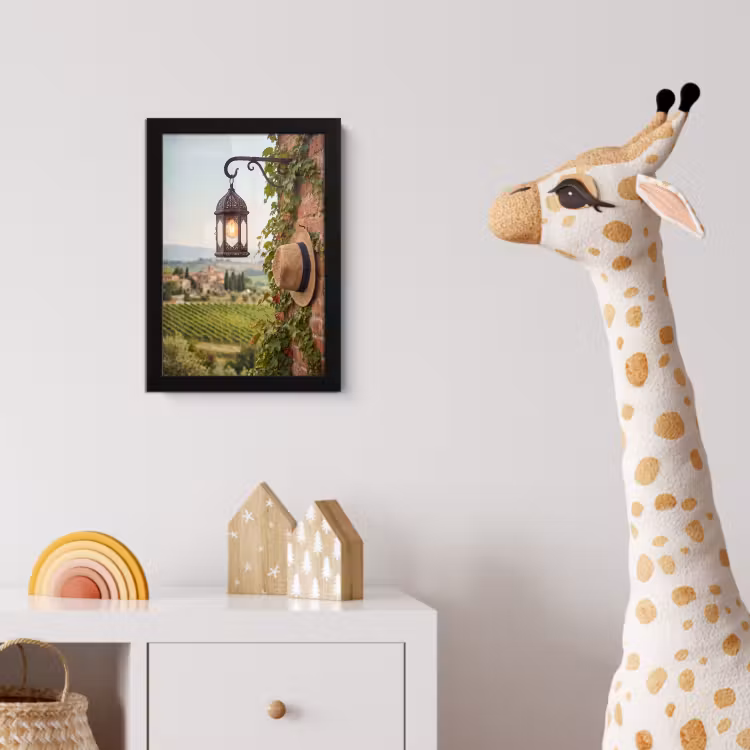 Lantaarn - Wijngaard - Landschap - Italiaans fotolijst zwart zonder passe partout klein -usfeer4_kinderkamer