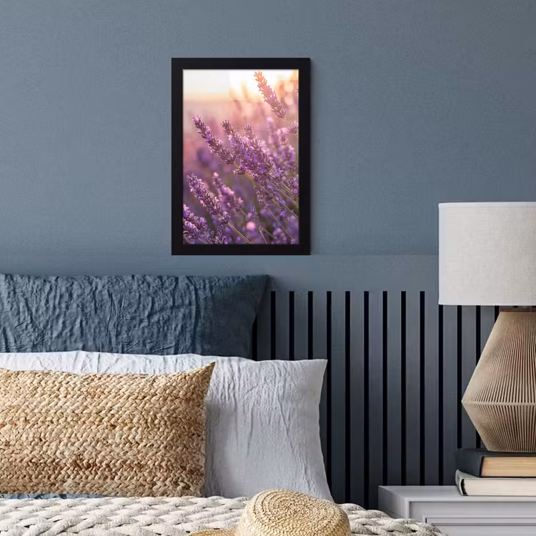 Lavendel - Paars - Zonlicht fotolijst zwart zonder passe partout klein -sfeer3
