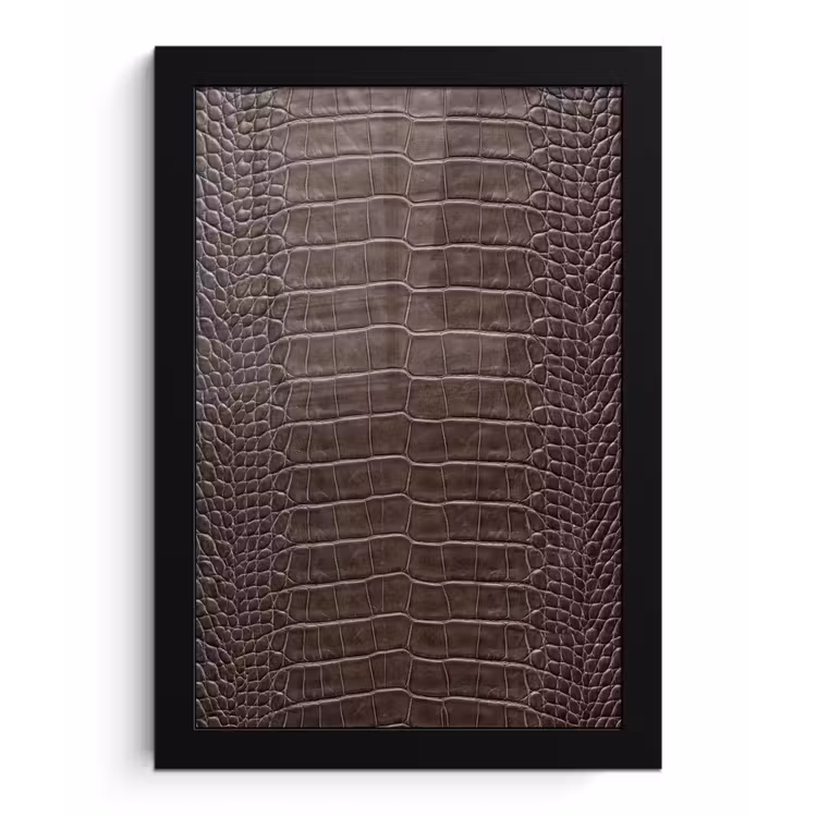 Leer - Krokodil - Mat fotolijst zwart zonder passe partout klein -3d