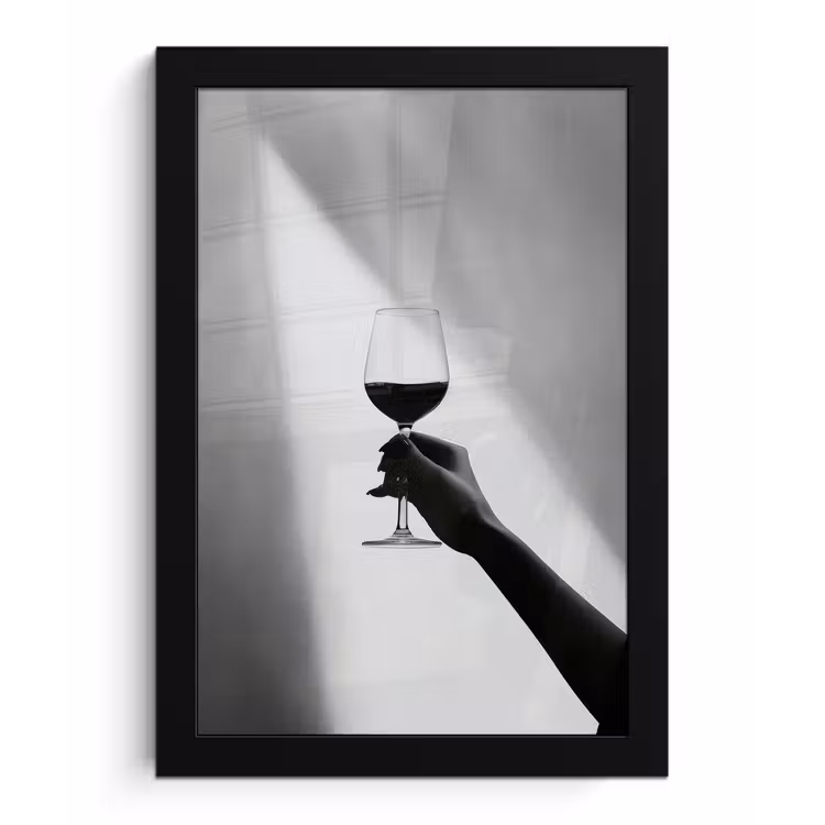 Lichtinval - Wijn - Rood - Glas fotolijst zwart zonder passe partout klein -3d