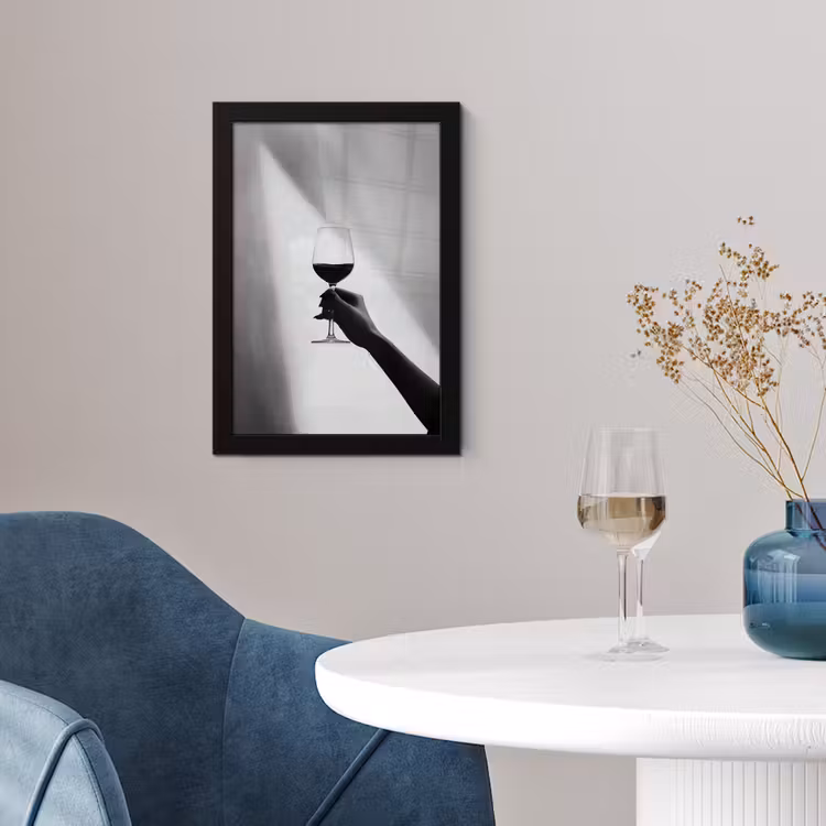 Lichtinval - Wijn - Rood - Glas fotolijst zwart zonder passe partout klein -sfeer4
