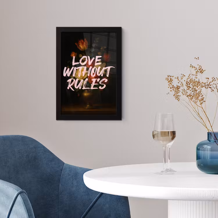 Liefde - Modern - Bloemen fotolijst zwart zonder passe partout klein -sfeer4