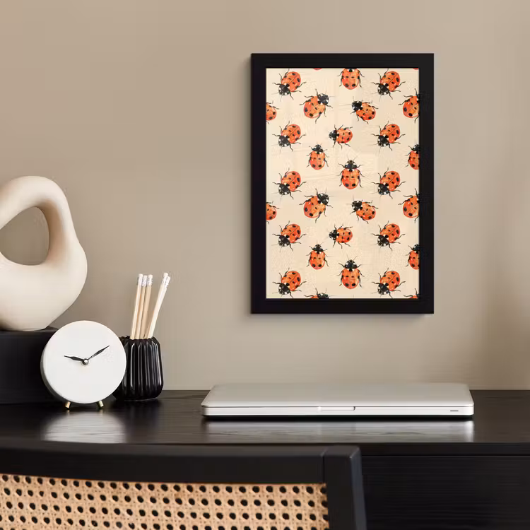 Lieveheersbeestjes - Patroon - Rood fotolijst zwart zonder passe partout klein 224 -sfeer1