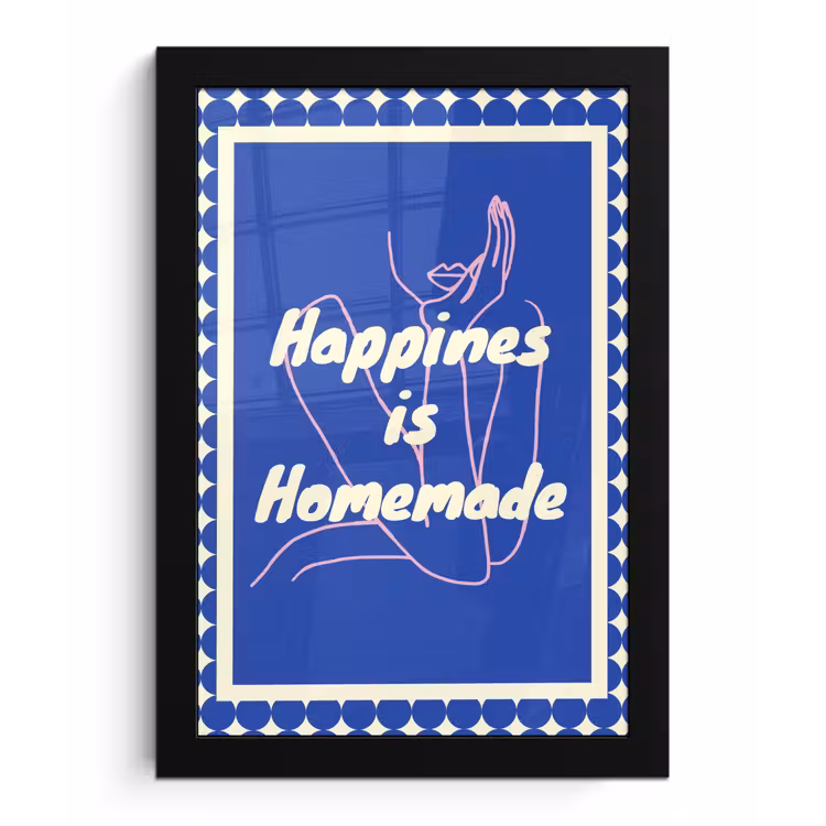 Lijntekening - Vrouw - Quote - Blauw fotolijst zwart zonder passe partout klein -3d