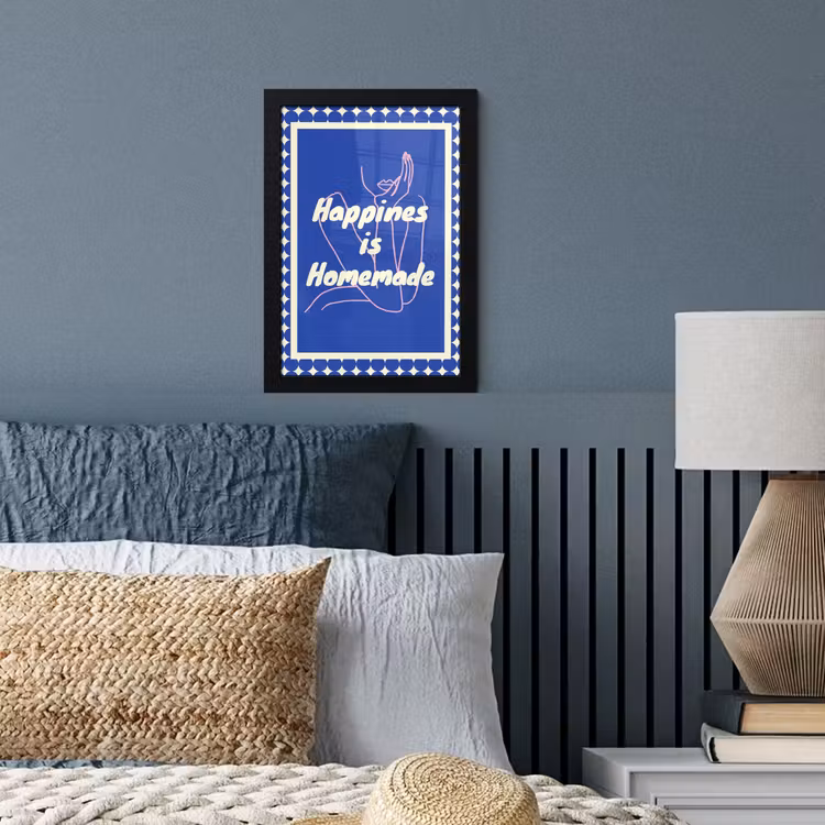 Lijntekening - Vrouw - Quote - Blauw fotolijst zwart zonder passe partout klein -sfeer3