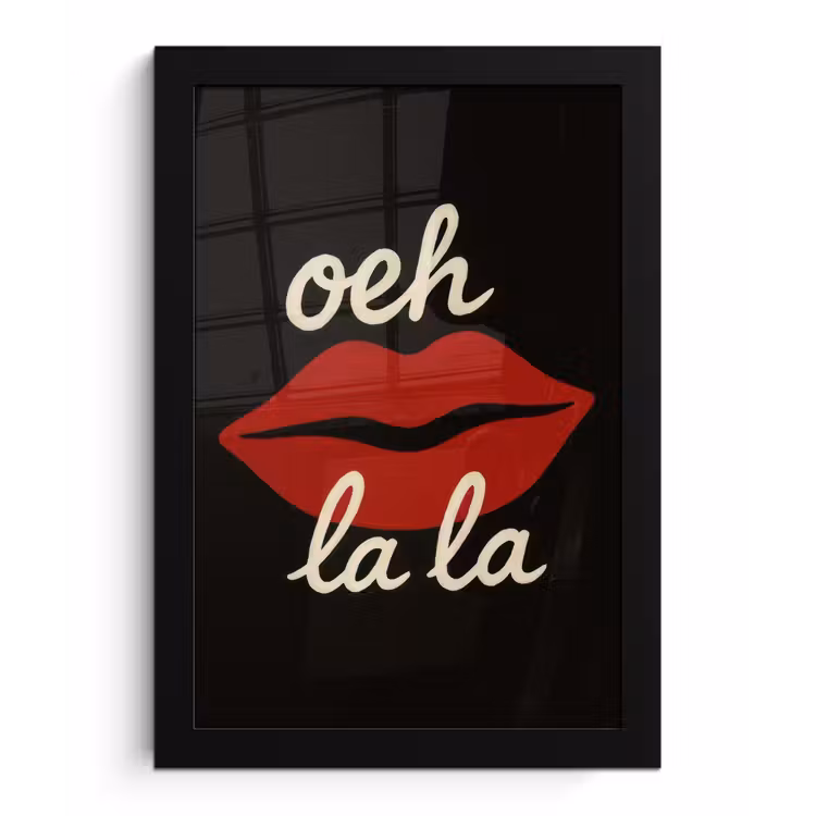 Lip - Rood - Quote fotolijst zwart zonder passe partout klein -3d