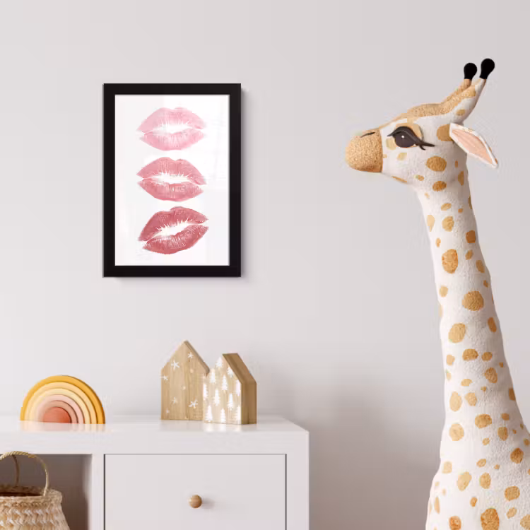 Lippen - Kusafdruk - Roze - Modern - Abstract fotolijst zwart zonder passe partout klein -usfeer4_kinderkamer