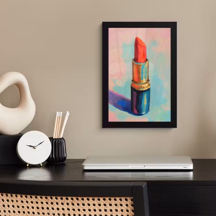 Lippenstift - Rood - Penseelstreken fotolijst zwart zonder passe partout klein -sfeer1