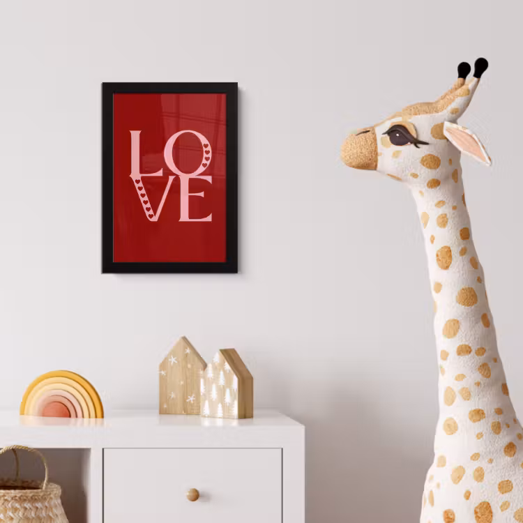 Love - Rood - Hatjes fotolijst zwart zonder passe partout klein -usfeer4_kinderkamer
