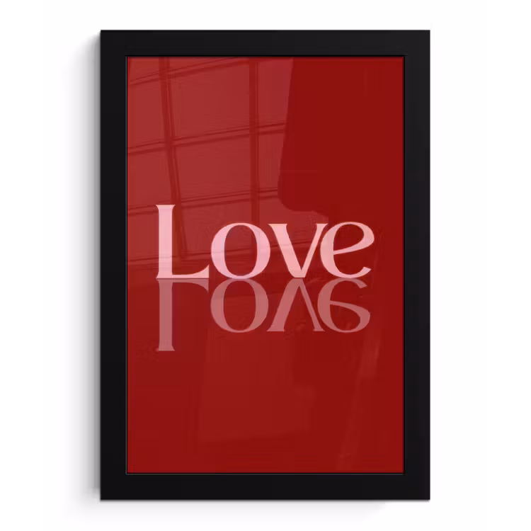 Love - Spiegeling - Rood fotolijst zwart zonder passe partout klein -3d