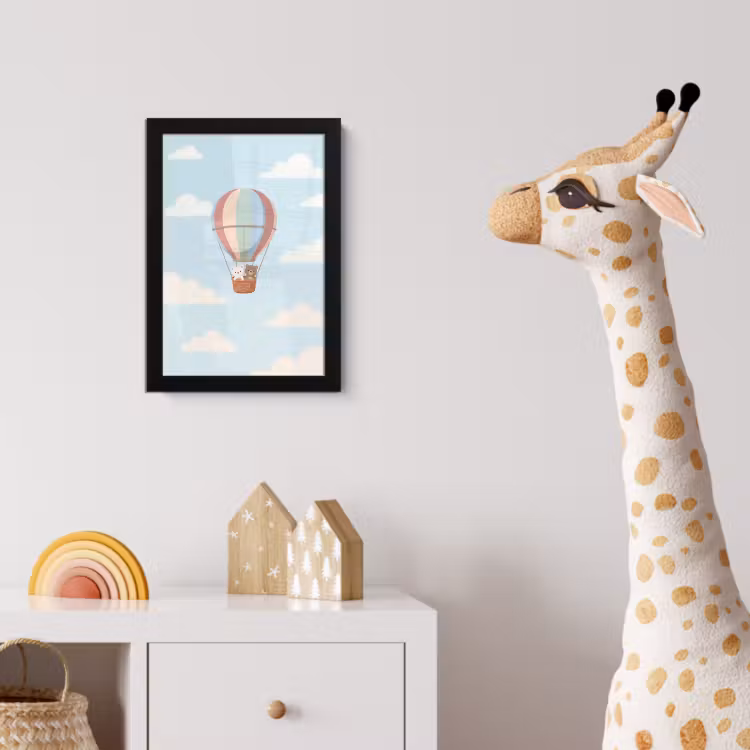 Luchtballon - Beren - Pastel fotolijst zwart zonder passe partout klein -usfeer4_kinderkamer
