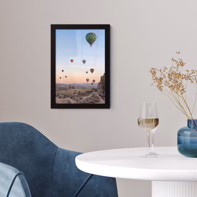Luchtballonnen - Rotsen - Zonsopgang fotolijst zwart zonder passe partout klein -sfeer4