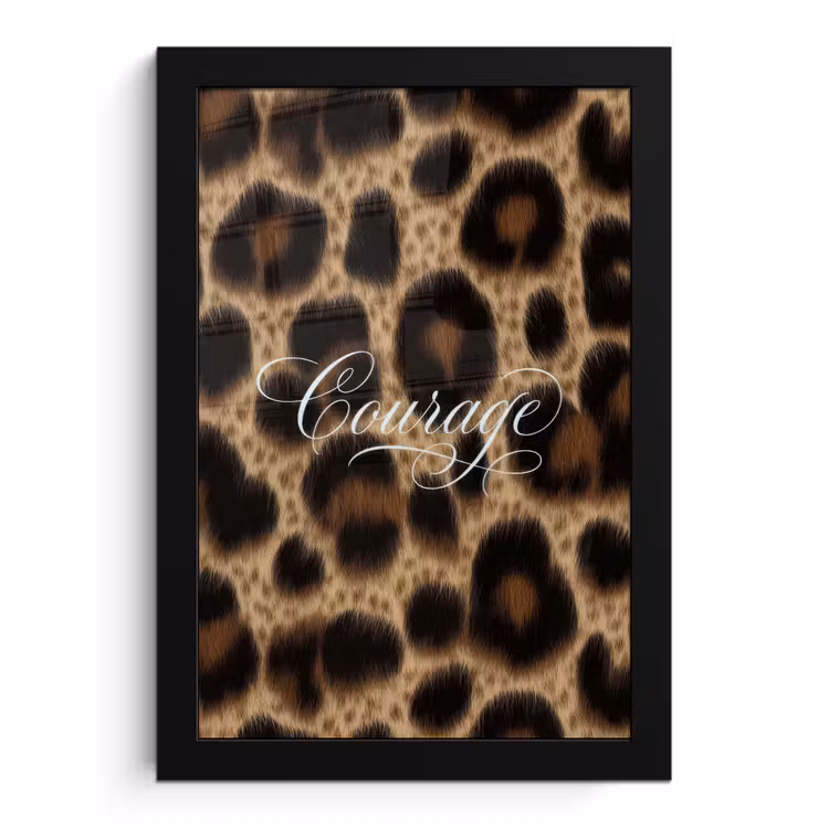 Luipaardprint - Bruin - Courage - Sierlijk fotolijst zwart zonder passe partout klein -3d