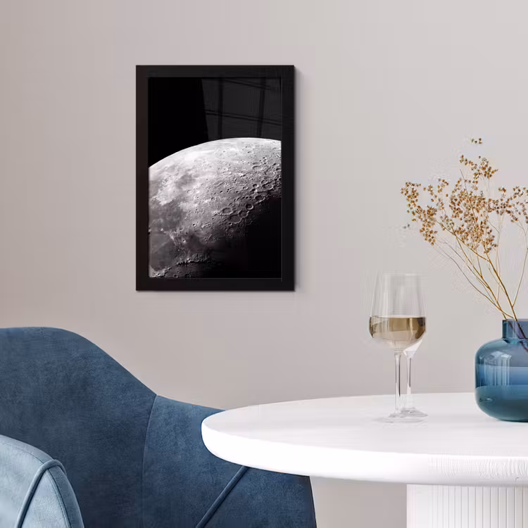 Poster met lijst - Maan - Kraters - Ruimte - Maan - Kraters - Ruimte fotolijst zwart zonder passe partout klein