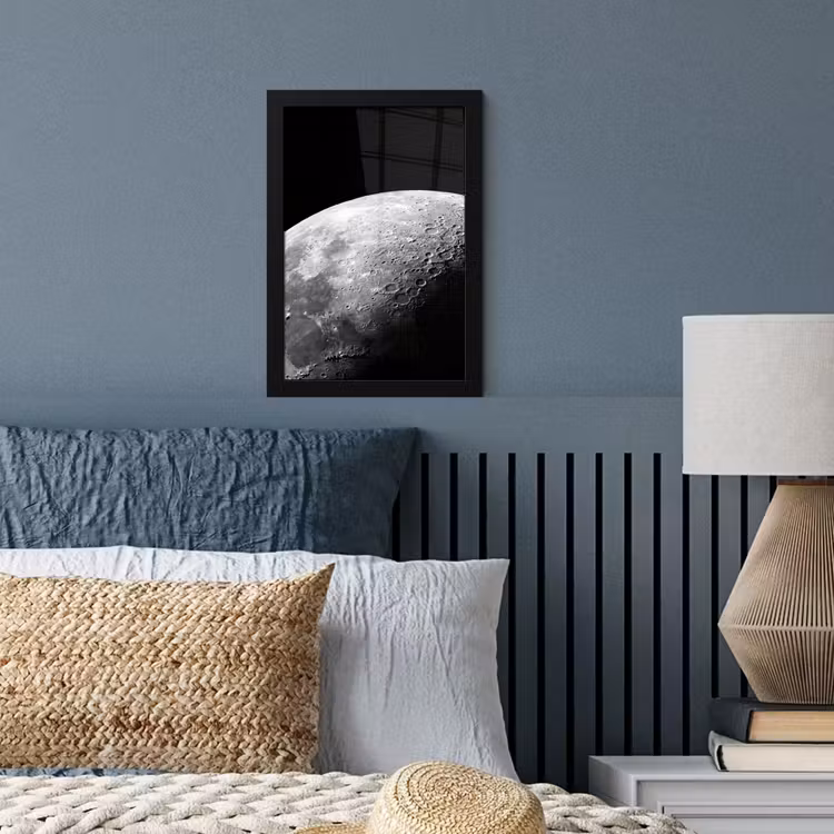 Poster met lijst - Maan - Kraters - Ruimte - Maan - Kraters - Ruimte fotolijst zwart zonder passe partout klein