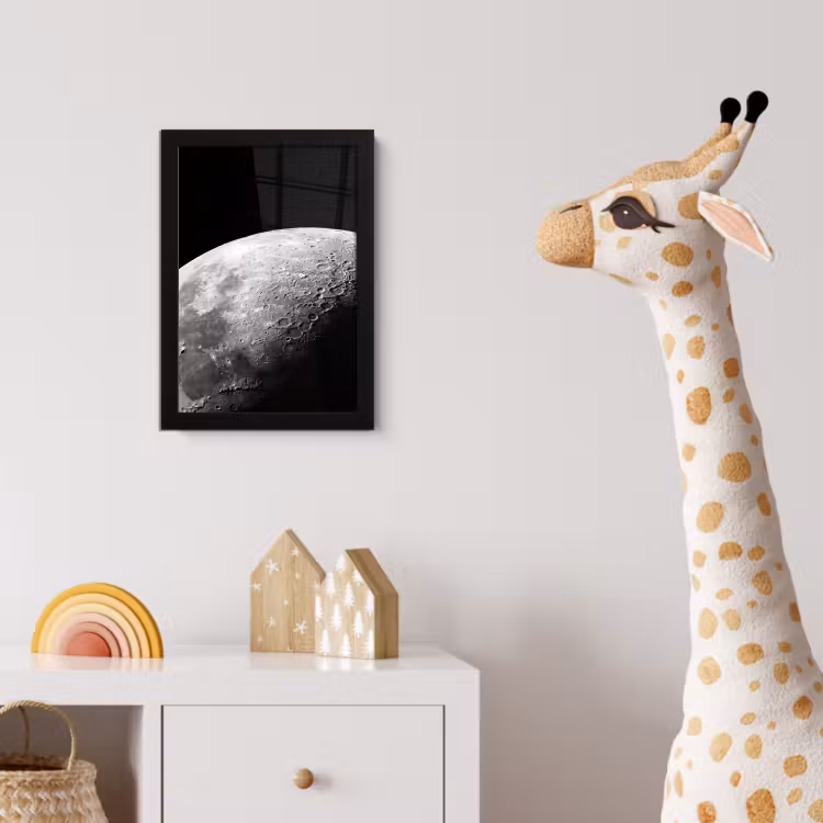 Poster met lijst - Maan - Kraters - Ruimte - Maan - Kraters - Ruimte fotolijst zwart zonder passe partout klein