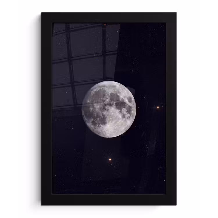 Poster met lijst - Maan - Sterren - Ruimte - Maan - Sterren - Ruimte fotolijst zwart zonder passe partout klein