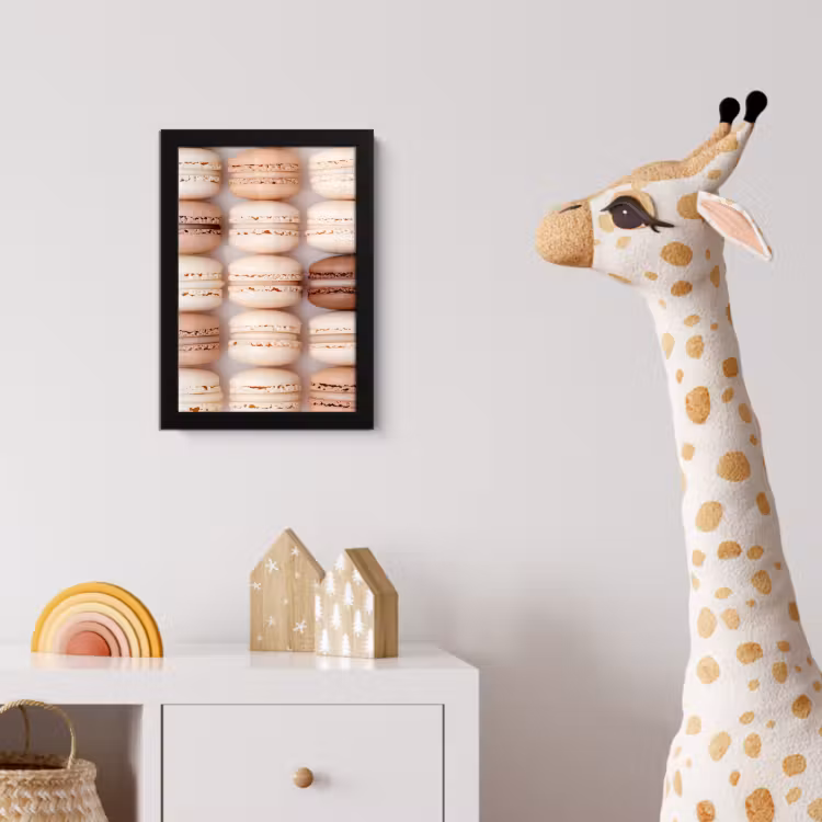 Macarons - Beige - Bruin fotolijst zwart zonder passe partout klein -usfeer4_kinderkamer