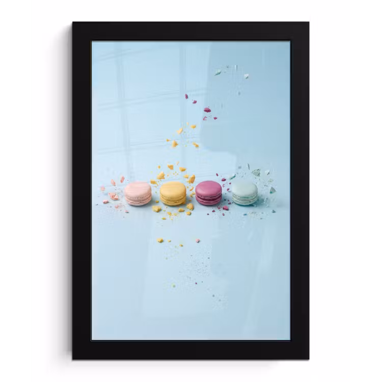 Macarons - Kleurrijk - Pastel fotolijst zwart zonder passe partout klein -3d