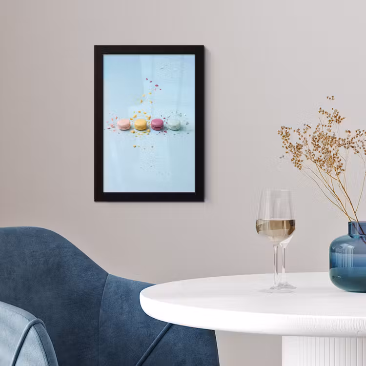 Macarons - Kleurrijk - Pastel fotolijst zwart zonder passe partout klein -sfeer4