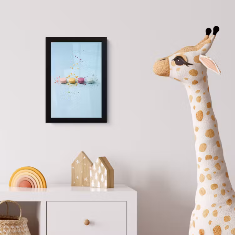 Macarons - Kleurrijk - Pastel fotolijst zwart zonder passe partout klein -usfeer4_kinderkamer