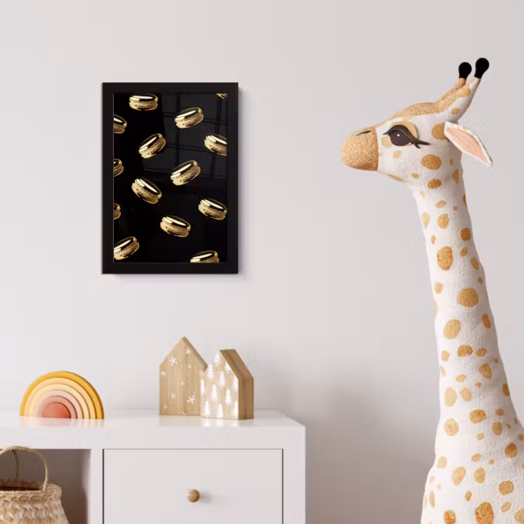 Macarons - Patroon - Goud - Zwart fotolijst zwart zonder passe partout klein -usfeer4_kinderkamer