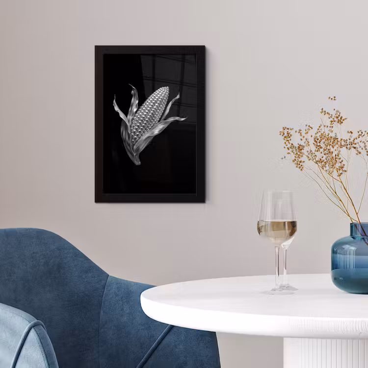 Maïskolf - Glanzend metaal - Elegant fotolijst zwart zonder passe partout klein -sfeer4