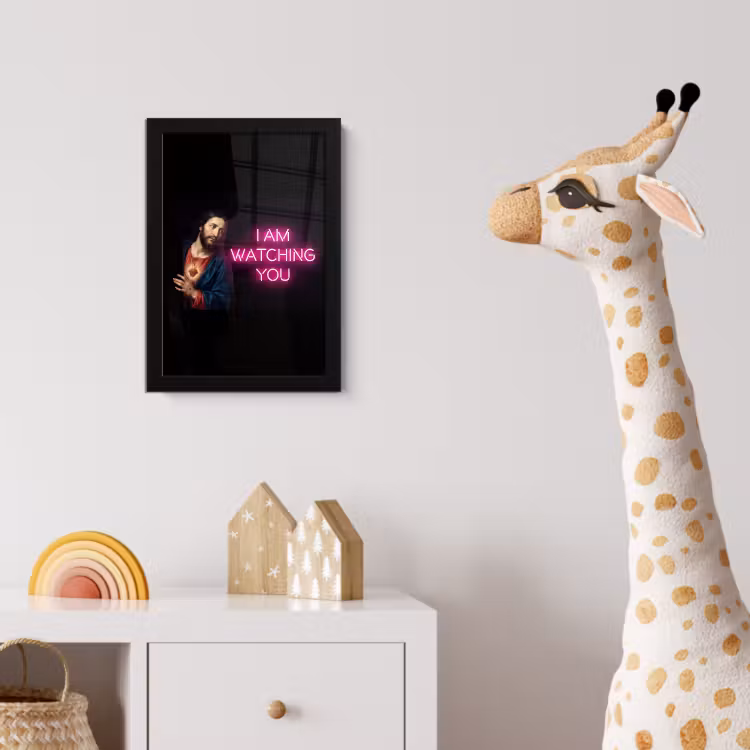 Man - Tekst - Neon fotolijst zwart zonder passe partout klein -usfeer4_kinderkamer