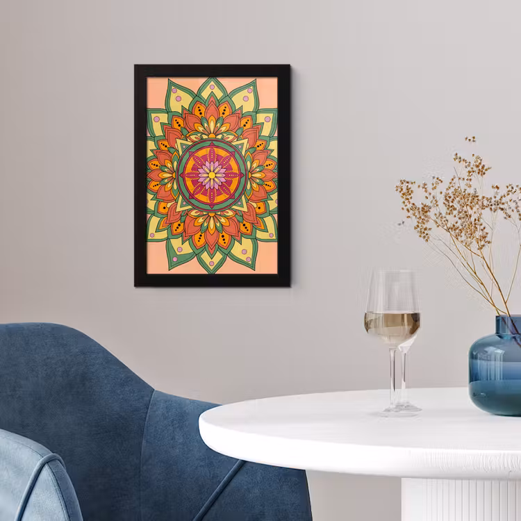 Mandala - Bloemen - Abstract - Kleurrijk fotolijst zwart zonder passe partout klein -sfeer4