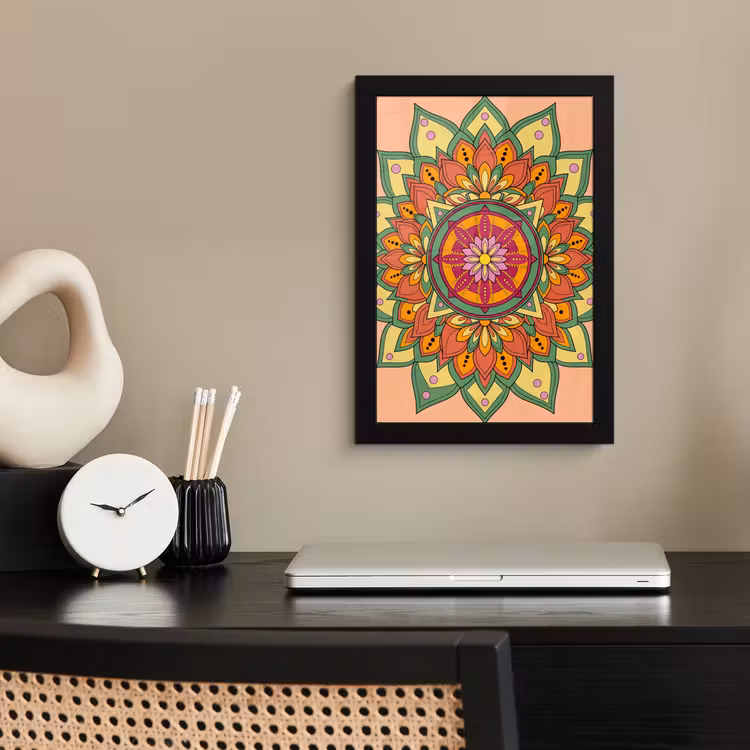 Mandala - Bloemen - Abstract - Kleurrijk fotolijst zwart zonder passe partout klein -sfeer1
