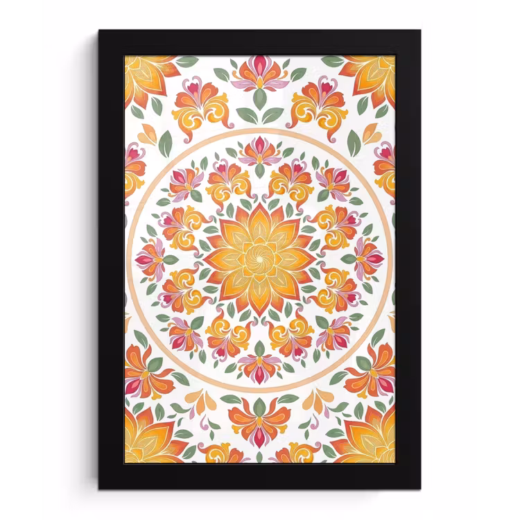 Mandala - Bloemen - Decoratie - Kleurrijk - Abstract fotolijst zwart zonder passe partout klein -3d