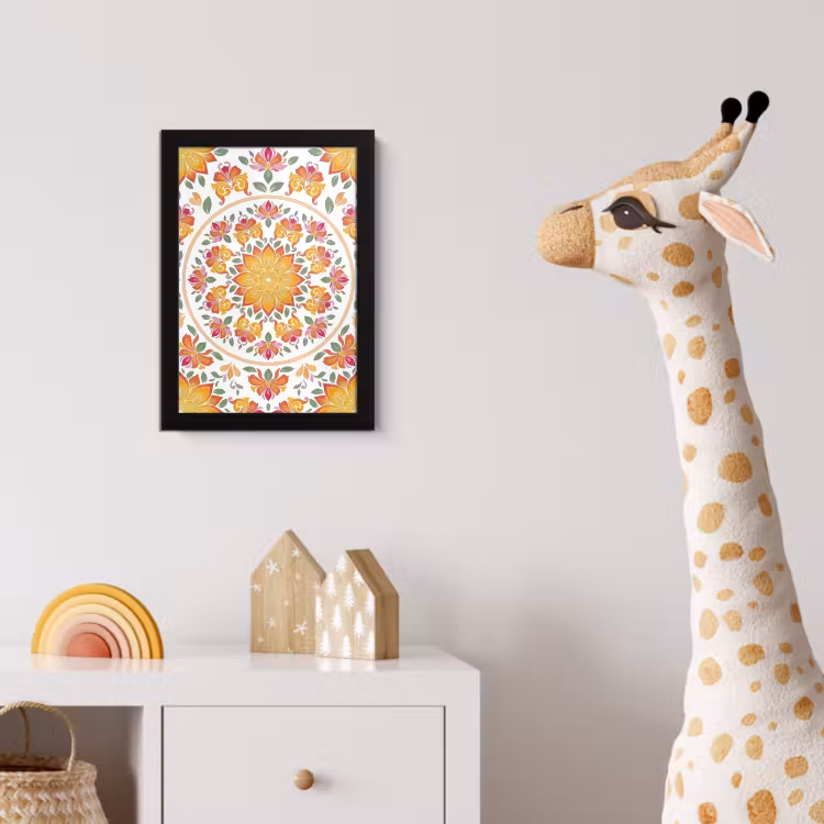 Mandala - Bloemen - Decoratie - Kleurrijk - Abstract fotolijst zwart zonder passe partout klein -usfeer4_kinderkamer