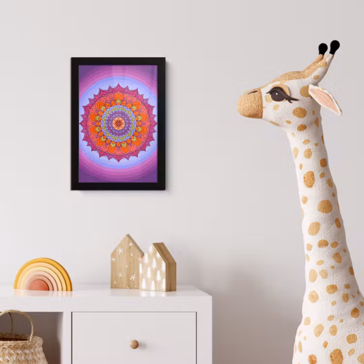 Mandala - Cirkel - Abstract - Kleurrijk - Patroon fotolijst zwart zonder passe partout klein -usfeer4_kinderkamer