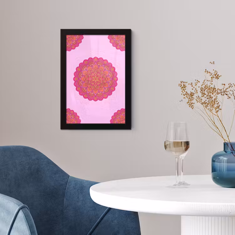 Mandala - Cirkel - Spiritueel - Oosters - Roze fotolijst zwart zonder passe partout klein -sfeer4