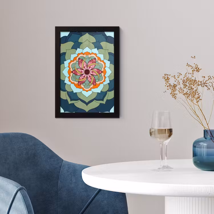 Mandala - Geometrisch - Kunst - Decoratief - Kleurrijk fotolijst zwart zonder passe partout klein -sfeer4