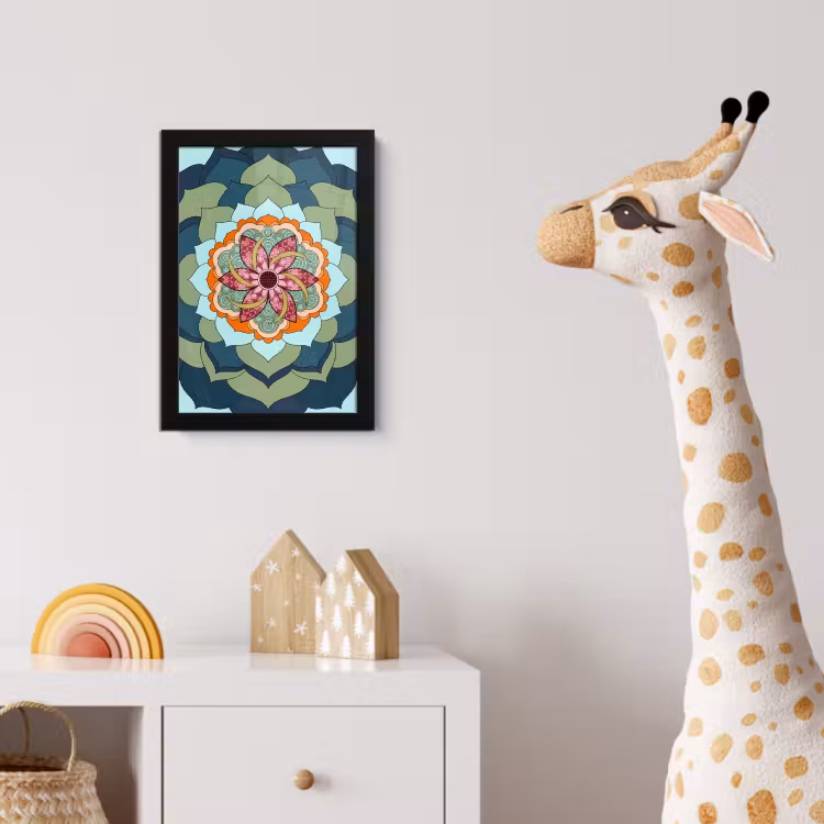 Mandala - Geometrisch - Kunst - Decoratief - Kleurrijk fotolijst zwart zonder passe partout klein -usfeer4_kinderkamer