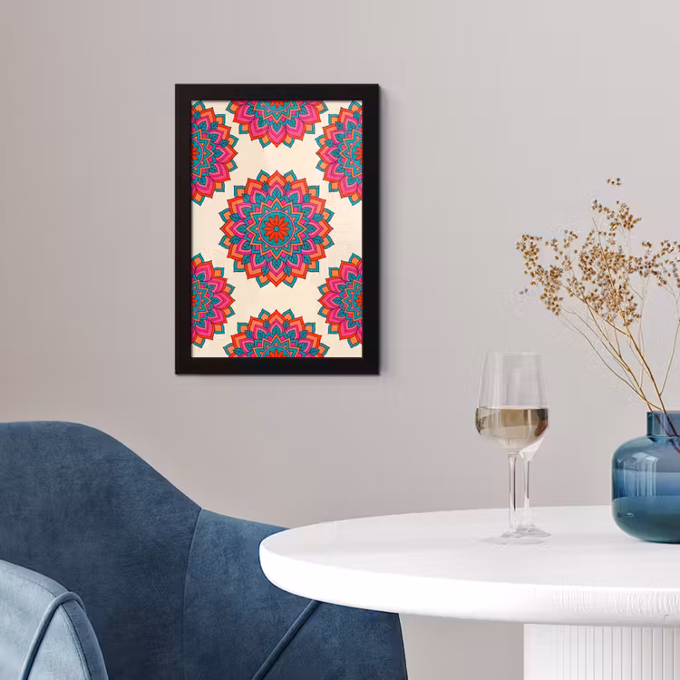 Mandala - Patroon - Abstract - Kleurrijk - Modern fotolijst zwart zonder passe partout klein -sfeer4