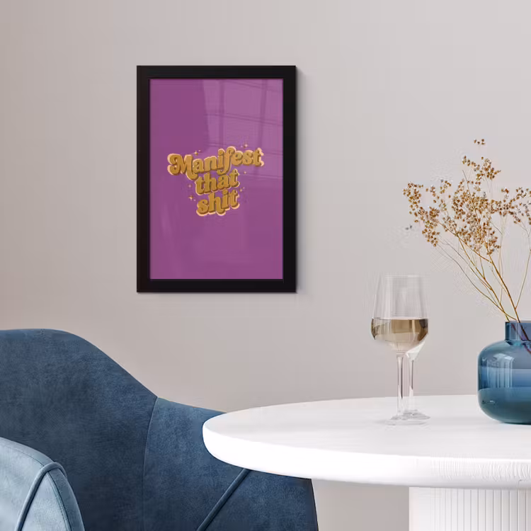 Manifest that shit - Paars - Glitter fotolijst zwart zonder passe partout klein -sfeer4