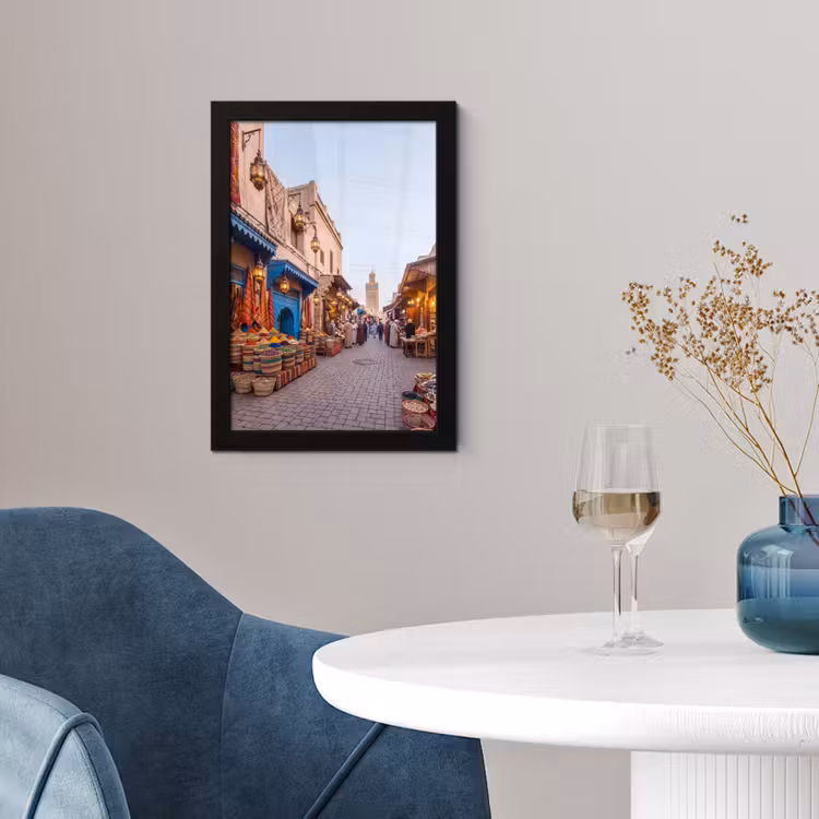 Poster met lijst - Markt - Oosters - Kleurrijk - Markt - Oosters - Kleurrijk fotolijst zwart zonder passe partout klein